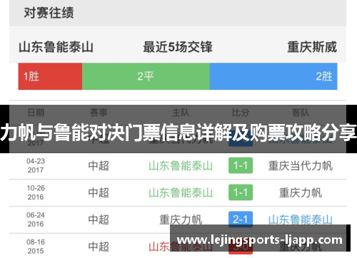 力帆与鲁能对决门票信息详解及购票攻略分享